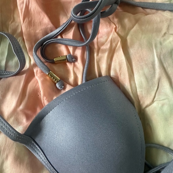 Voda Swim Leatherette Corset Bikini Top and Bottom (Silver, S, 3 items) NEW - Picture 8 of 10